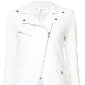 Veronica Beard Hadley White Scuba Moto Jacket